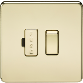 Screwless 13A Switched Fused Spur Unit - Polished Brass