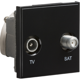 Diplexed TV /SAT TV Outlet Module 50 x 50mm - Blac