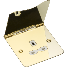 13A 1G unswitched floor socket - polished brass wi
