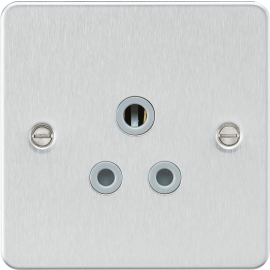 Flat plate 5A unswitched socket - brushed chrome w