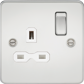 Flat plate 13A 1G DP switched socket - polished ch
