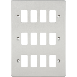 Flat plate 12G grid faceplate - brushed chrome