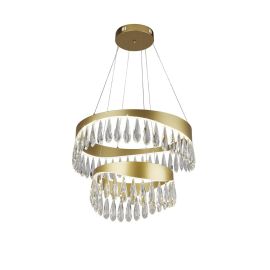 JEWEL LED 2 TIER PENDANT GOLD WITH CRYSTAL