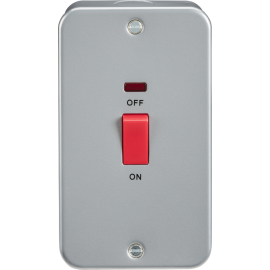 Metal Clad 45A DP Switch with Neon - Large Plate