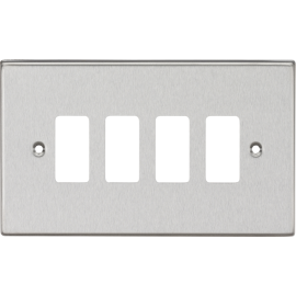 4G Grid Faceplate - Square Edge Brushed Chrome