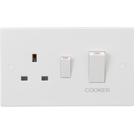 45A DP Cooker Switch and 13A Socket (White Rocker)