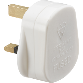 13A Plug Top with 3A fuse - White (Screw Cord Grip)