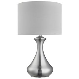 TOUCH LAMP - SATIN SILVER, WHITE SHADE