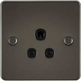 Flat Plate 5A unswitched socket - gunmetal with bl
