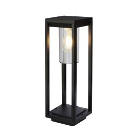 ATLANTA 1LT OUTDOOR POST - 450MM, BLACK WITH CLEAR DIFFUSER