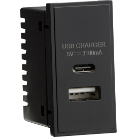 Dual USB Charger (3.1A) Module 25 x 50mm - Black