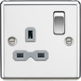 13A 1G DP Switched Socket with Grey Insert - Round
