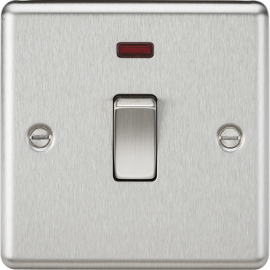 20A 1G DP Switch with Neon - Rounded Edge Brushed