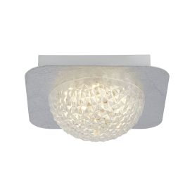 CELESTIA 1 LT SQUARE LED CEILING LIGHT - SILVER LEAF WITH CLEAR ACRYLIC