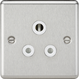 5A Unswitched Socket - Rounded Edge Brushed Chrome