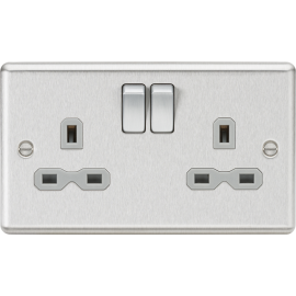 13A 2G DP Switched Socket with Grey Insert - Round