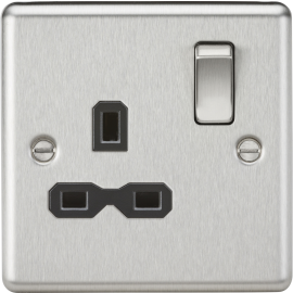 13A 1G DP Switched Socket with Black Insert - Roun