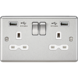 13A 2G switched socket with dual USB charger A + A