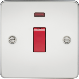 Flat Plate 45A 1G DP switch with neon - polished c