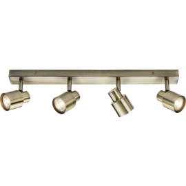 230V GU10 Quad Bar Spotlight - Antique Brass