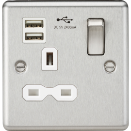 13A 1G Switched Socket Dual USB Charger Slots with
