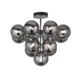 BERRY 13LT CEILING LIGHT, CHROME WITH SMOKED GLASS