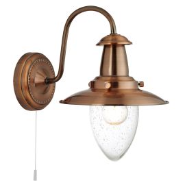 FISHERMAN COPPER WALL LIGHT WITH SEEDED GLASS SHADE