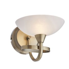 Endon CAGNEY-1WBAB Cagney Wall 1 Light, Antique Brass & white glass