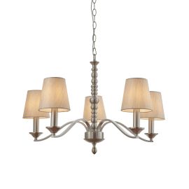 Endon ASTAIRE-5SN Astaire 5 light Pendant, Satin nickel Fabric Shade