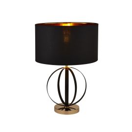 HAZEL TABLE LAMP WITH BLACK SHADE, GOLD INNER