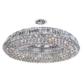 VESUVIUS - OVAL 10LT CEILING, CHROME WITH CLEAR CRYSTAL COFFINS TRIM & BALL DROPS