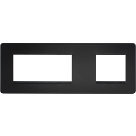 Knightsbridge Matt Black Screwless 6G Modular Faceplate (2G + 4G) 