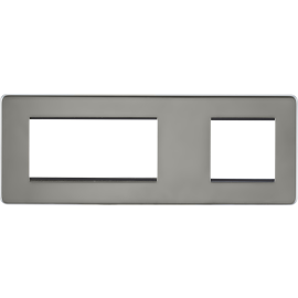 Knightsbridge Black Nickel Screwless 6G Modular Faceplate (2G + 4G) 