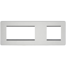 Knightsbridge Polished Chrome Screwless 6G Modular Faceplate (2G + 4G) 